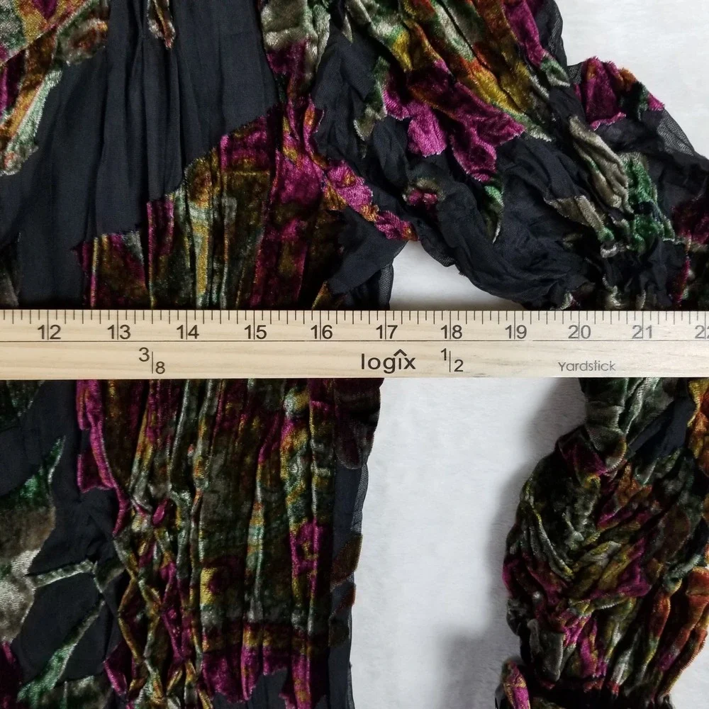 Alberto Makali Jacket Women Large Multicolor Velvet Burnout Crinkle Ruched Artsy